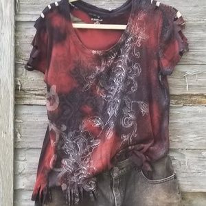 Rocker Floral Distressed Graphic Tee | Upcycled